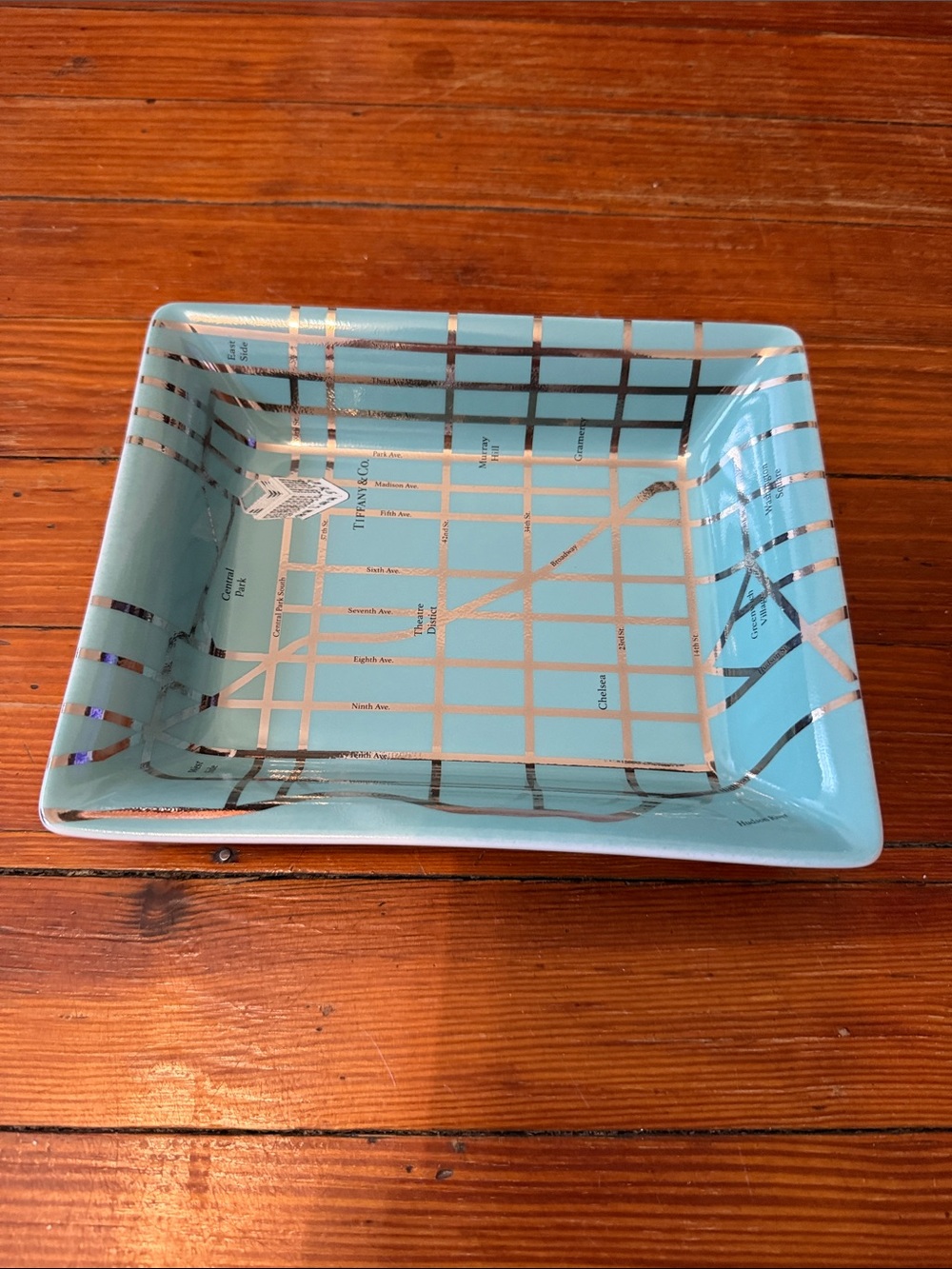 Authentic Tiffany & Co. Turquoise Vide Poche Porcelain Tray Medium Sized